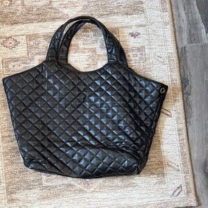 Quilted Black Tote Bag - Classic Women's Handbag
